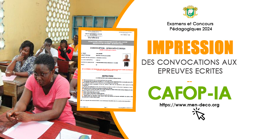 Impression des convocations aux épreuves écrites du concours CAFOP-IA Session 2024